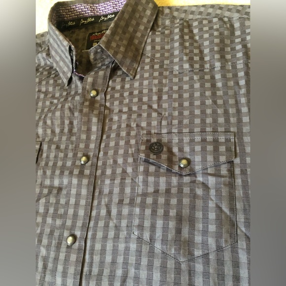 🤠WRANGLER Troubadour Western Snap Button Down Dress Shirt Size XL Grey & Purple - Picture 5 of 7